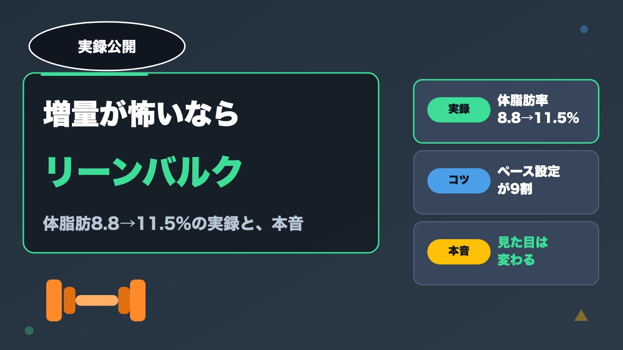 増量が怖い人へ｜脂肪をつけすぎないリーンバルクのやり方【実録：体脂肪8.8→11.5%】