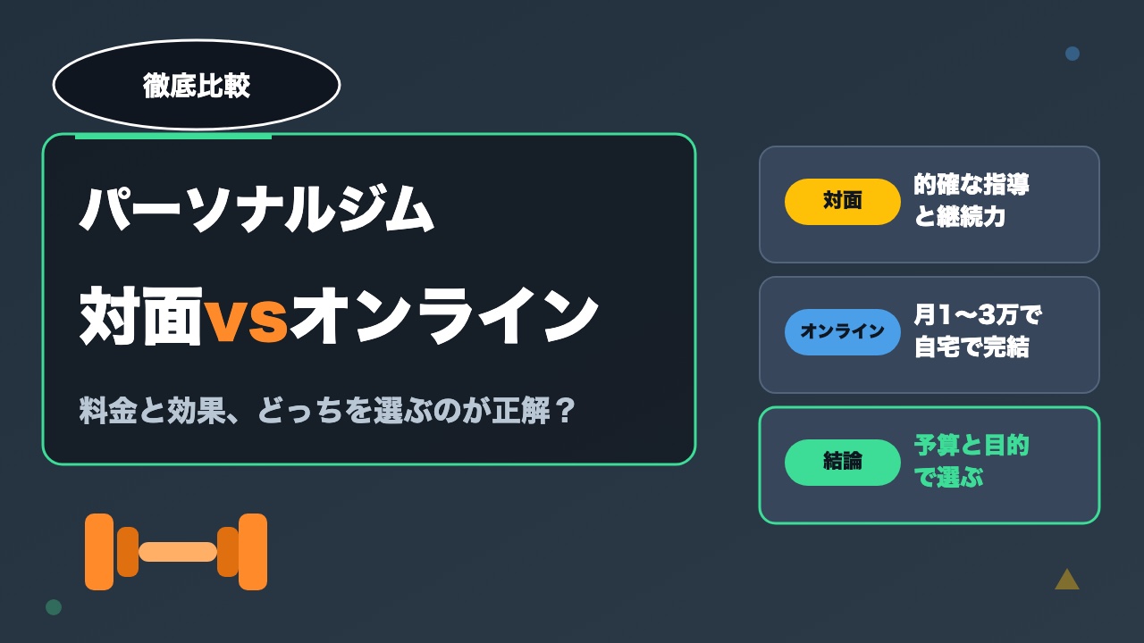 パーソナルジムとオンラインパーソナルどっちがいい？｜料金と効果で比較【無料体験を受けた感想あり】