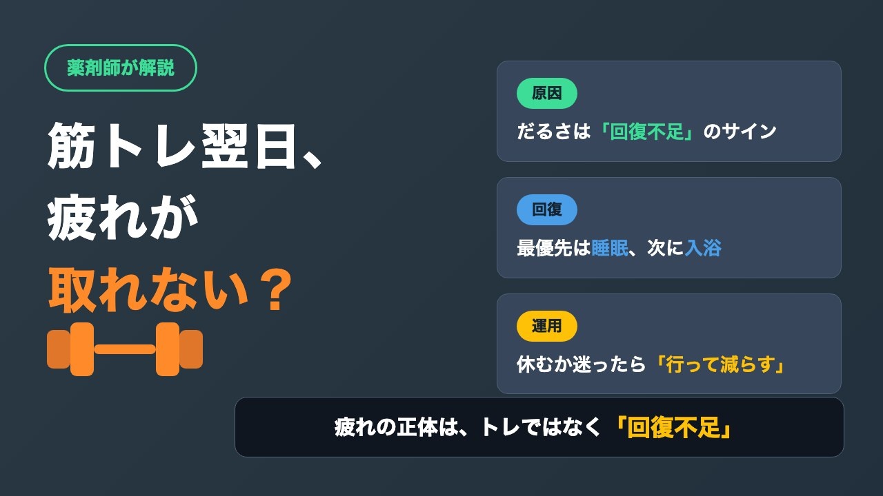 筋トレ翌日に疲れが残る…疲れが取れない5つの原因と回復法【薬剤師が解説】