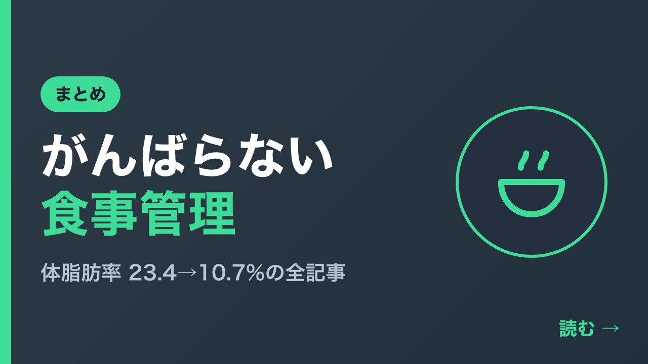 がんばらない食事管理｜体脂肪率23.4→10.7%の全記事